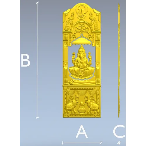 Ganesha Shrine Door Panel - detailed STL 3D model for CNC