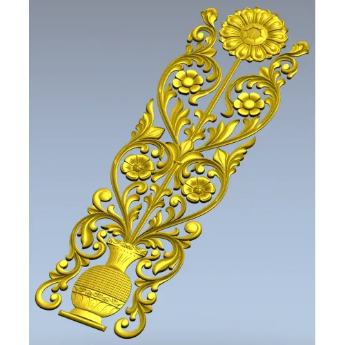Вертикальная резная панель "Ваза с подсолнухом" - STL для ЧПУ