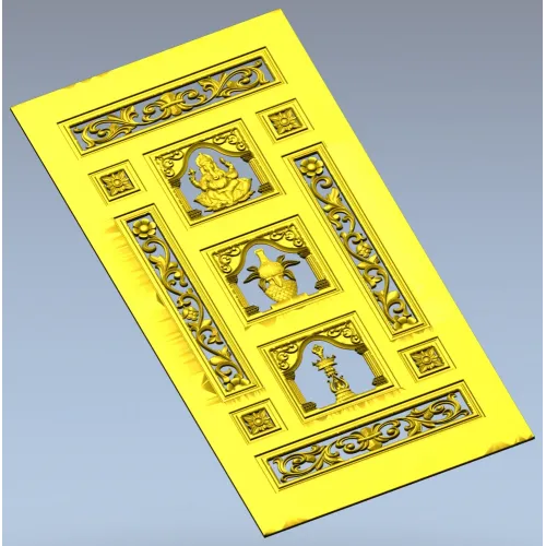 Ornamental Three-Niche Door Panel STL for CNC