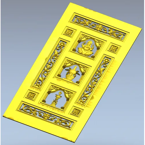 Ornamental Three-Niche Door Panel STL for CNC