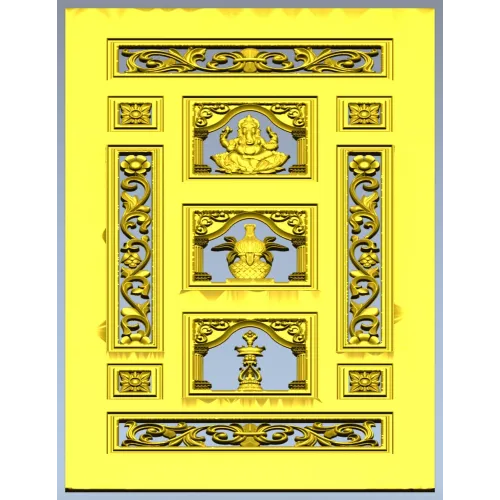Ornamental Three-Niche Door Panel STL for CNC