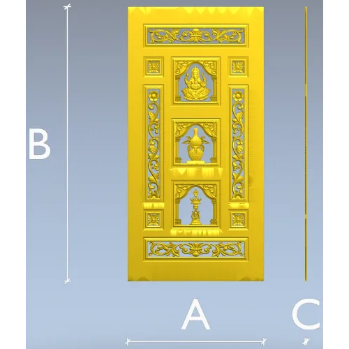 Ornamental Three-Niche Door Panel STL for CNC