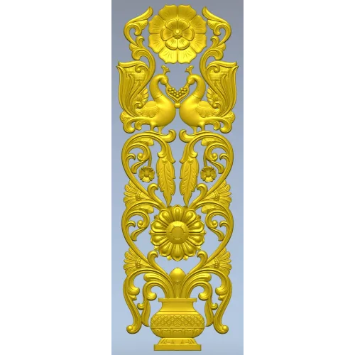 Regal Bloom - ornate vertical panel STL for CNC milling