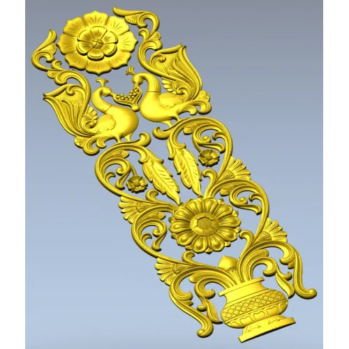 Regal Bloom - ornate vertical panel STL for CNC milling