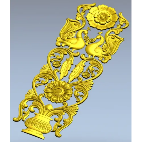Regal Bloom - ornate vertical panel STL for CNC milling