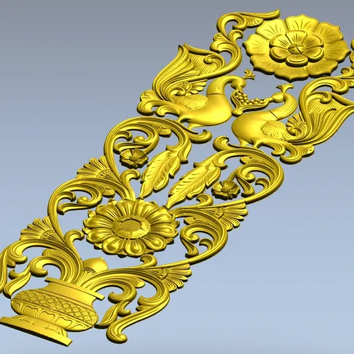 Regal Bloom - ornate vertical panel STL for CNC milling