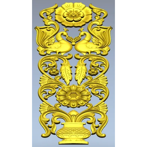 Regal Bloom - ornate vertical panel STL for CNC milling