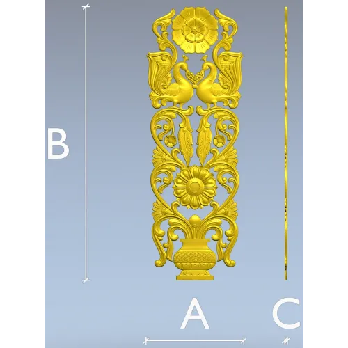 Regal Bloom - ornate vertical panel STL for CNC milling