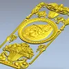 Вертикальная декоративная панель с медальоном и вазой - STL для ЧПУ