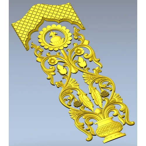 Резная дверная накладка с вазой и гроздьями - 3D модель STL для ЧПУ
