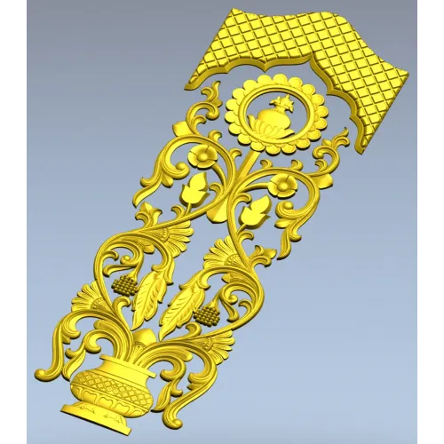 Резная дверная накладка с вазой и гроздьями - 3D модель STL для ЧПУ