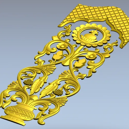 Резная дверная накладка с вазой и гроздьями - 3D модель STL для ЧПУ