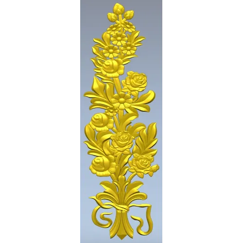 Floral Bouquet Applique STL - high-relief 3D model for CNC routers
