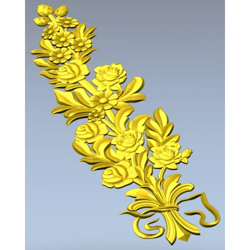 Floral Bouquet Applique STL - high-relief 3D model for CNC routers