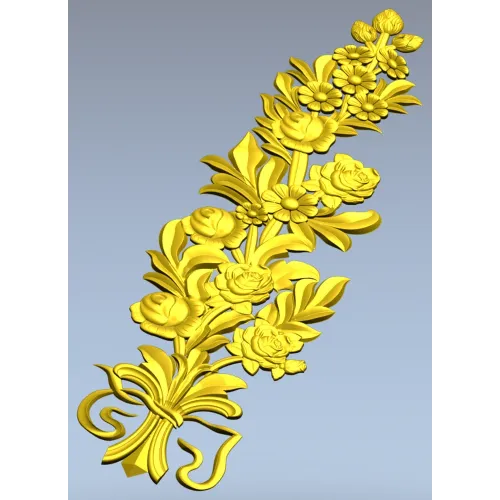 Floral Bouquet Applique STL - high-relief 3D model for CNC routers