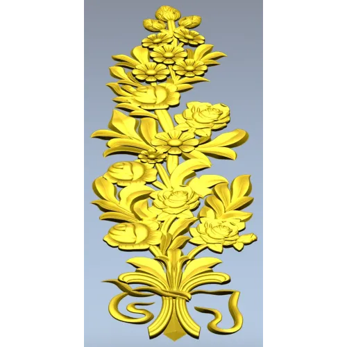 Floral Bouquet Applique STL - high-relief 3D model for CNC routers
