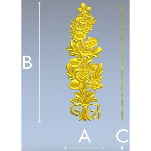 Floral Bouquet Applique STL - high-relief 3D model for CNC routers