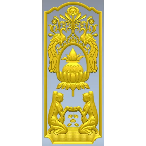 Ornamental Lotus Offering Panel - STL 3D Relief for CNC
