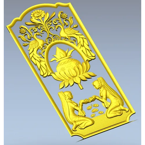 Ornamental Lotus Offering Panel - STL 3D Relief for CNC