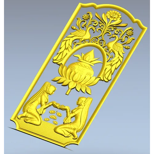 Ornamental Lotus Offering Panel - STL 3D Relief for CNC