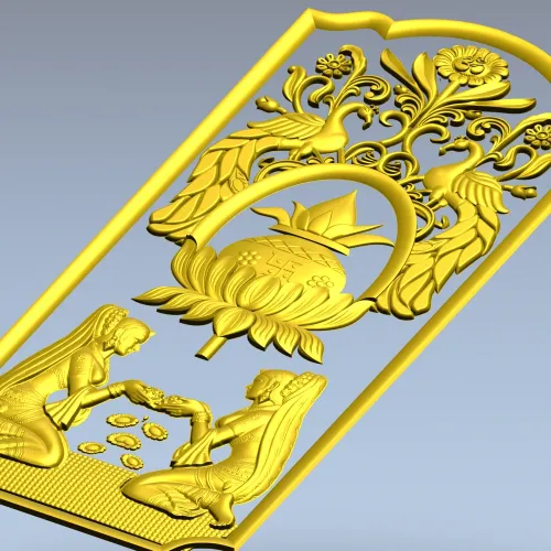 Ornamental Lotus Offering Panel - STL 3D Relief for CNC