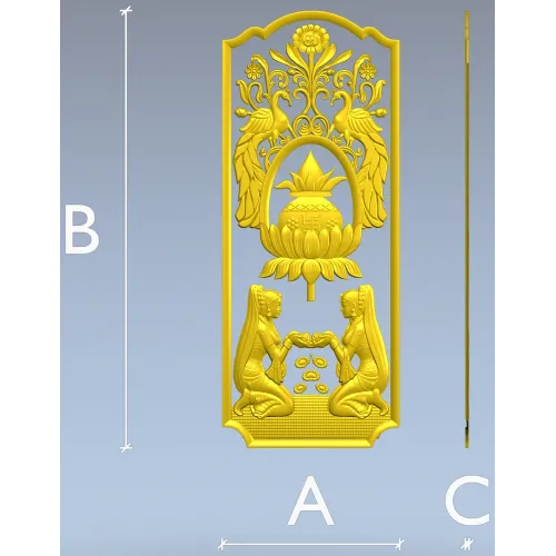 Ornamental Lotus Offering Panel - STL 3D Relief for CNC