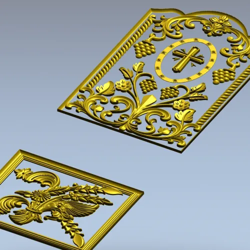 Arched Vine & Cross High-Relief STL Panel for CNC
