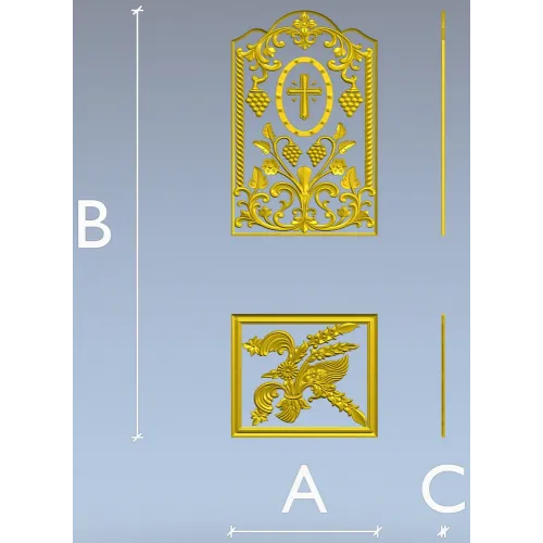 Arched Vine & Cross High-Relief STL Panel for CNC