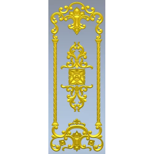 Декоративная дверная накладка "Рокайльная лира" - STL модель для ЧПУ