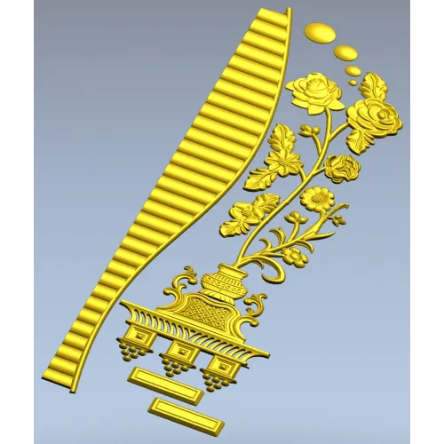 Вазон с розами и ребристым бордюром - 3D модель STL для ЧПУ