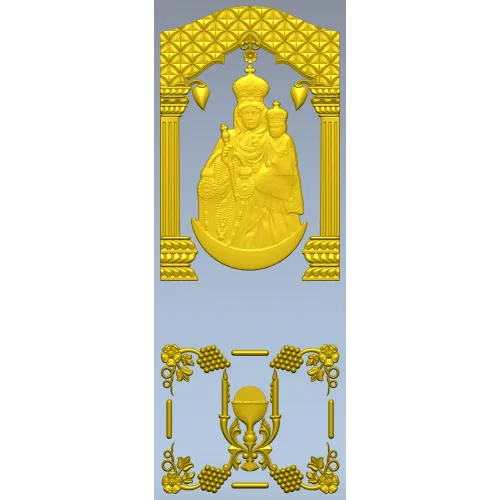 Арочная икона Богоматери с евхаристическим картушем - STL для ЧПУ