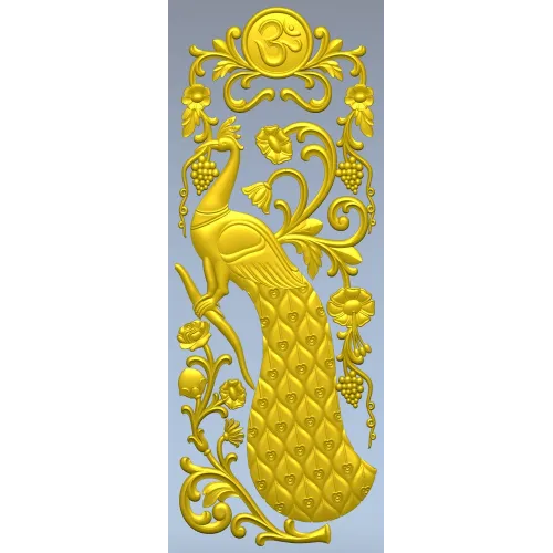 Peacock Vertical Relief STL - 3D model for CNC carving
