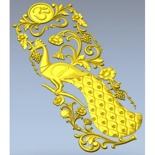Peacock Vertical Relief STL - 3D model for CNC carving