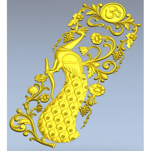 Peacock Vertical Relief STL - 3D model for CNC carving