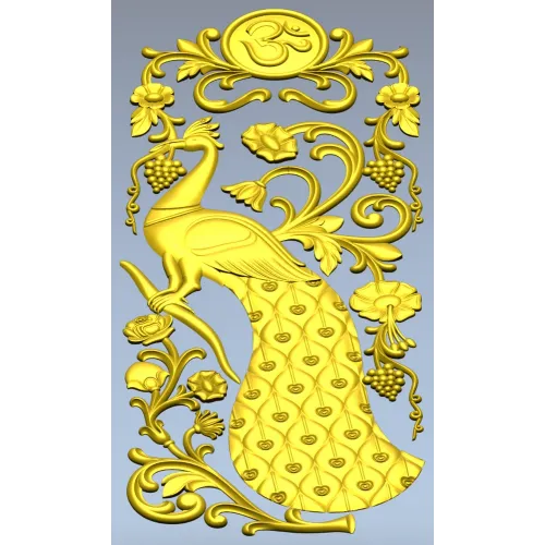 Peacock Vertical Relief STL - 3D model for CNC carving