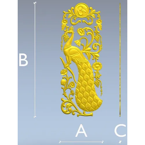 Peacock Vertical Relief STL - 3D model for CNC carving