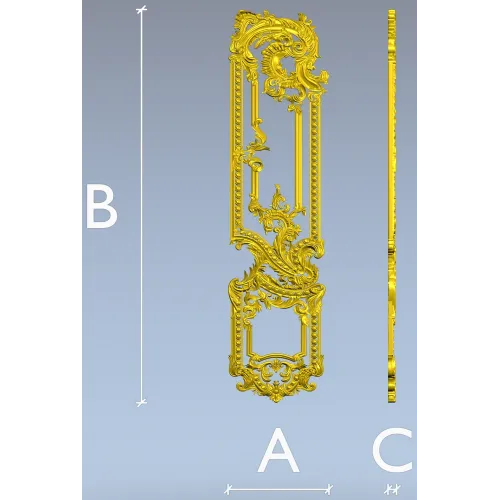 Рокайльная вертикальная накладка - 3D модель STL для ЧПУ