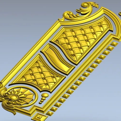 Baroque Vertical Door Applique - STL 3D Model for CNC