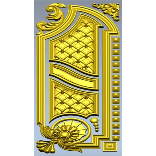 Baroque Vertical Door Applique - STL 3D Model for CNC