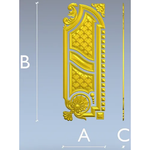 Baroque Vertical Door Applique - STL 3D Model for CNC