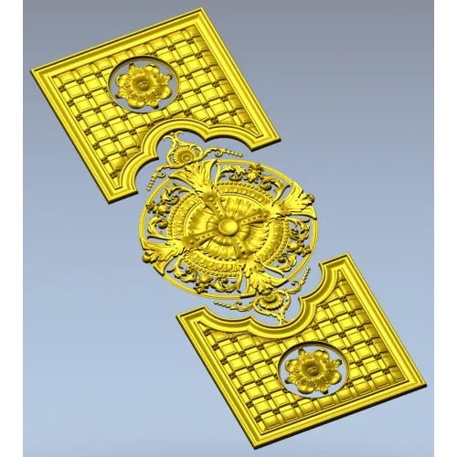 Рельефная дверная панель с центральным медальоном - 3D модель STL