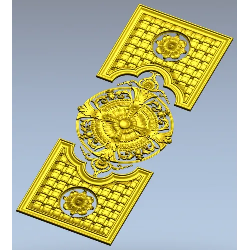 Рельефная дверная панель с центральным медальоном - 3D модель STL