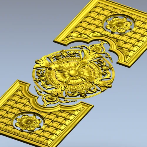 Рельефная дверная панель с центральным медальоном - 3D модель STL