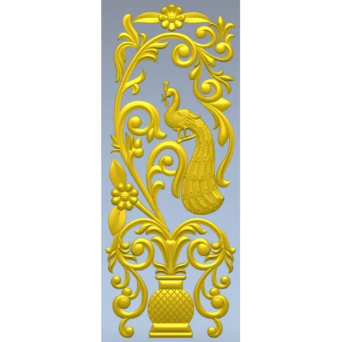 Peacock Urn Vertical Panel STL for CNC