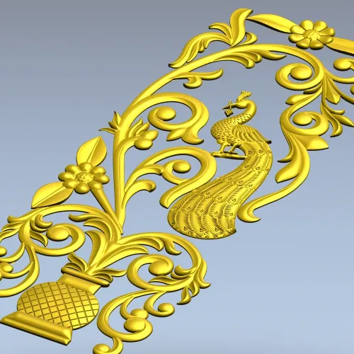 Peacock Urn Vertical Panel STL for CNC