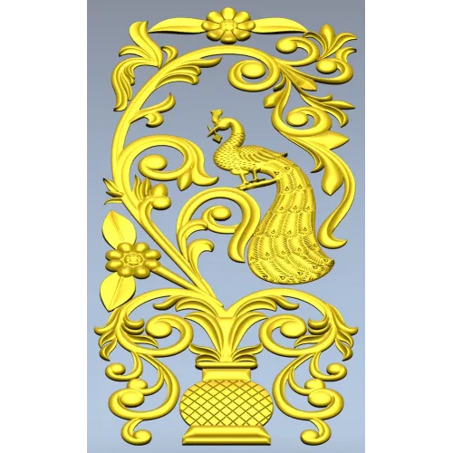 Peacock Urn Vertical Panel STL for CNC