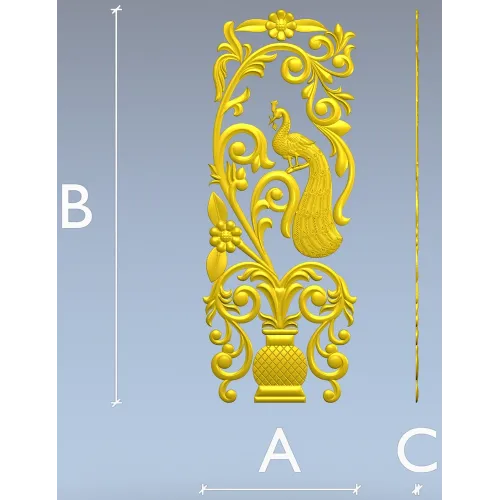 Peacock Urn Vertical Panel STL for CNC