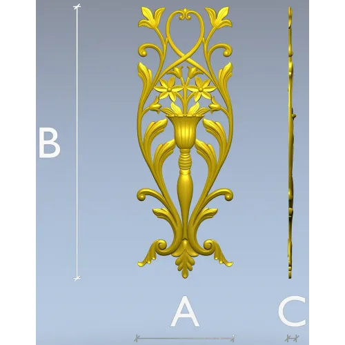 Вертикальная накладка "Вазон Ренессанс" - 3D модель STL для ЧПУ
