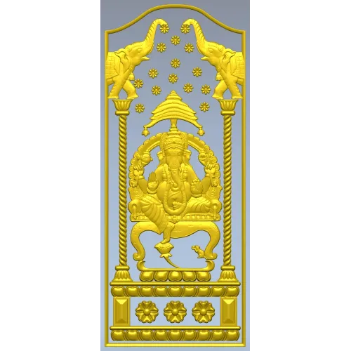 Ganesha Shrine Panel - STL 3D Model for CNC