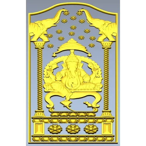Ganesha Shrine Panel - STL 3D Model for CNC